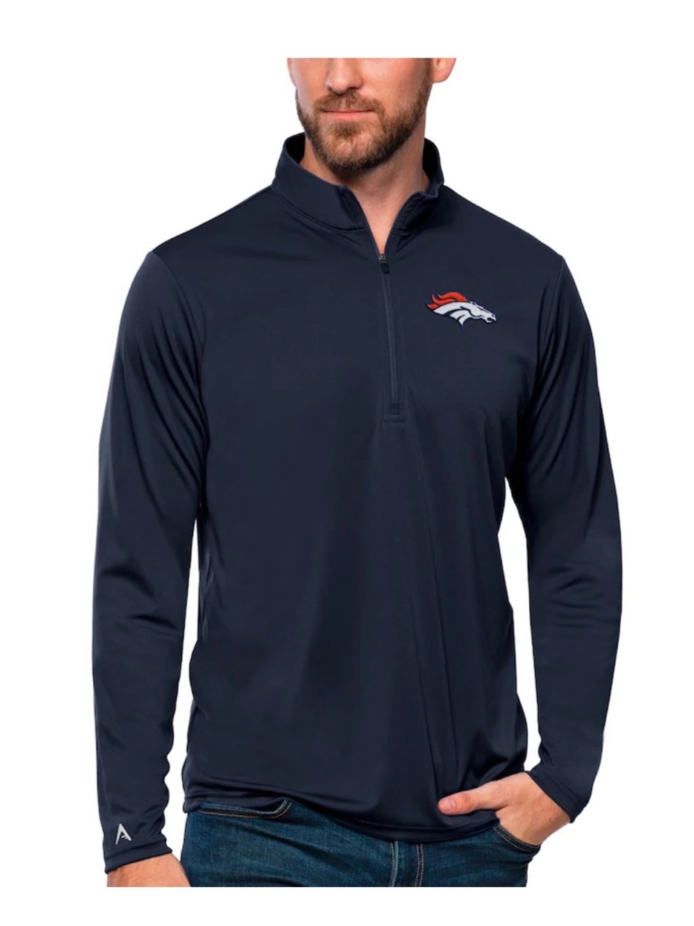 Denver Broncos Navy Quarter-Zip Men's Jacket - NWT - XXL